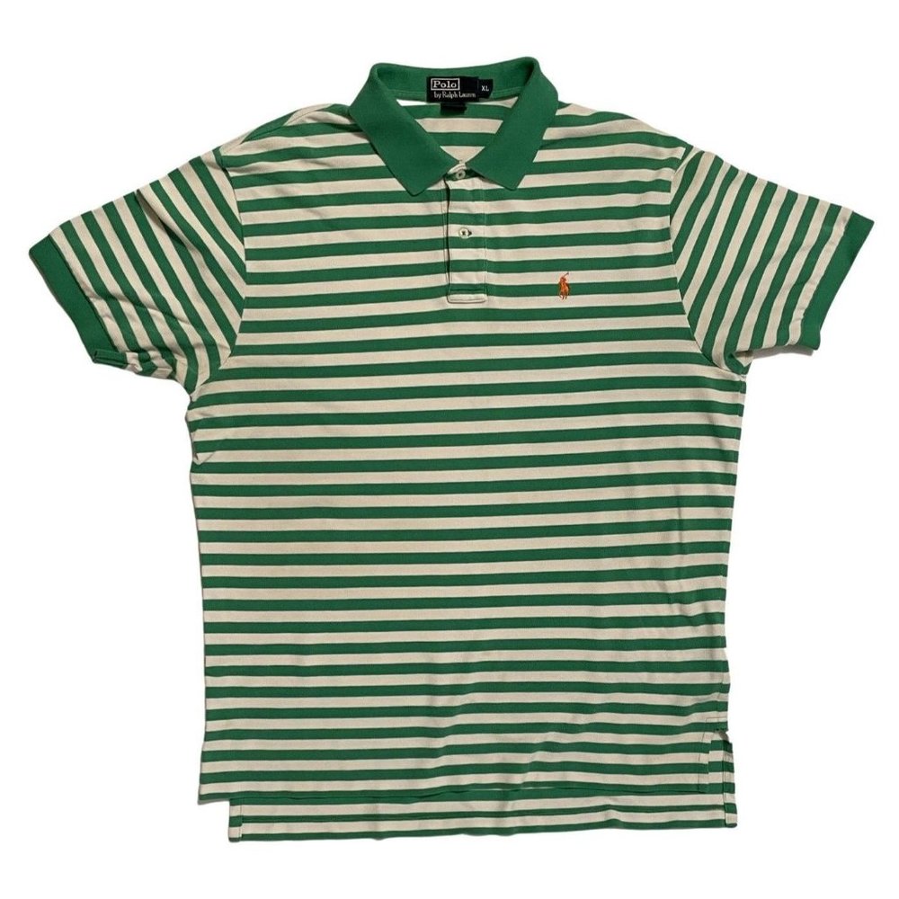 Ralph Lauren Polo Shirt Adult Extra Large Green White   Pink Pony Logo  Mens